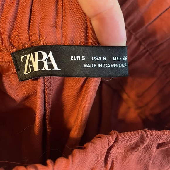 Zara High Waist Rust Orange Lightweight Tie Waist Jogger Pant - Picture 4 of 6